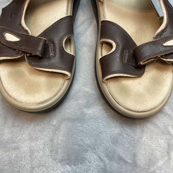 MBT Kisumu Sandals Mens 11 Brown Leather Rocker Sole Comfort Hook Loop Closures - Picture 3 of 10